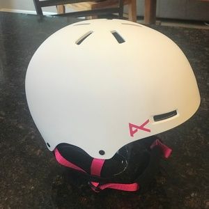White and Pink Ski Helmet